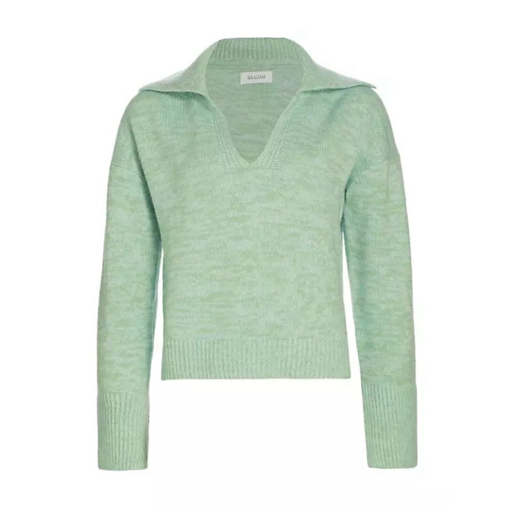NAADAM Cream Wool And Cashmere Half Zip Ribbed Knit Sweater Size Medium NWT